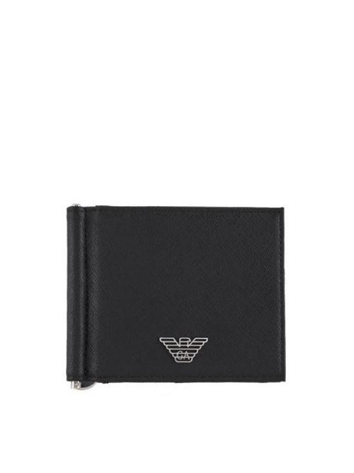 Compact wallet in regenerated saffiano leather with ASV eagle plaque Emporio Armani | Y4R502 Y138E.81072